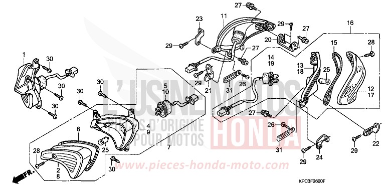 CLIGNOTANT (XL125V1/2/3/4/5/6) de Varadero 125 NOIR (NH1) de 2001